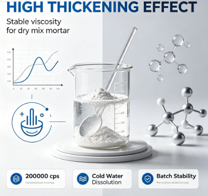 High Water Retention Anti‑Sag Construction Grade Hydroxypropyl Methylcellulose HPMC Powder Stable Viscosity Building Thickening Additive for Dry‑Mix Mortar Wall Putty Gypsum Plaster and Tile Adhesive