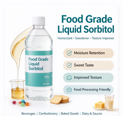Food Grade Liquid Sorbitol Sweetener & Humectant, Bulk Sorbitol Solution for Food, Beverage & Confectionery, Wholesale Supply